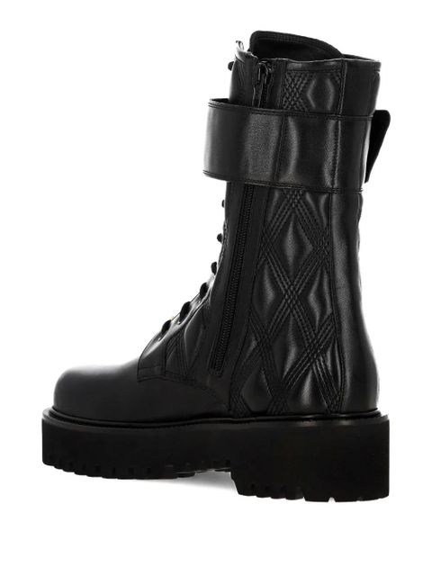 Valentino Garavani VLogo leather combat boots - Black