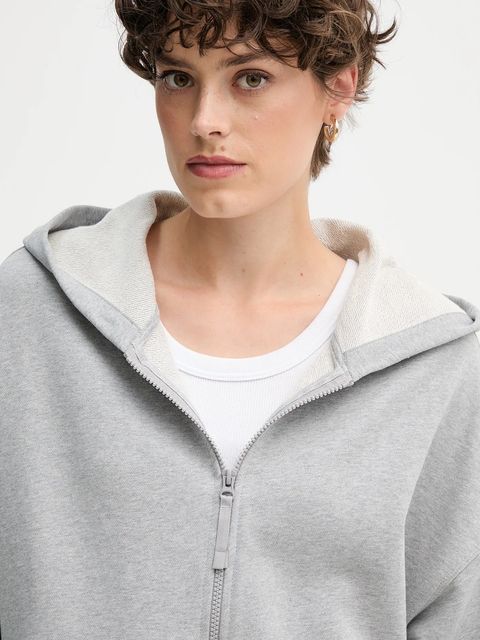 United Colors of Benetton bluza bawełniana damska kolor szary z kapturem gładka 3UNID500R