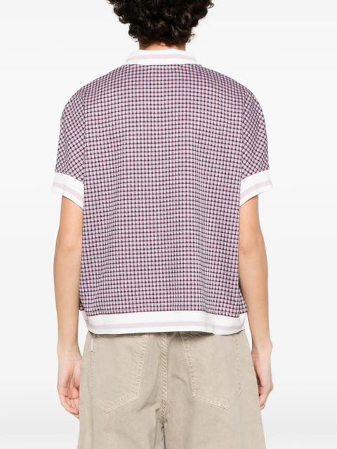 Marni check embroidery polo top - Pink