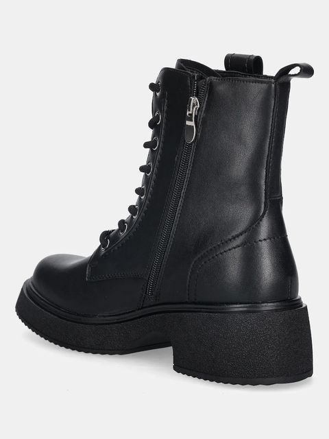 GOE workery skórzane damskie kolor czarny na słupku lekko ocieplone SS2N4125 BLACK