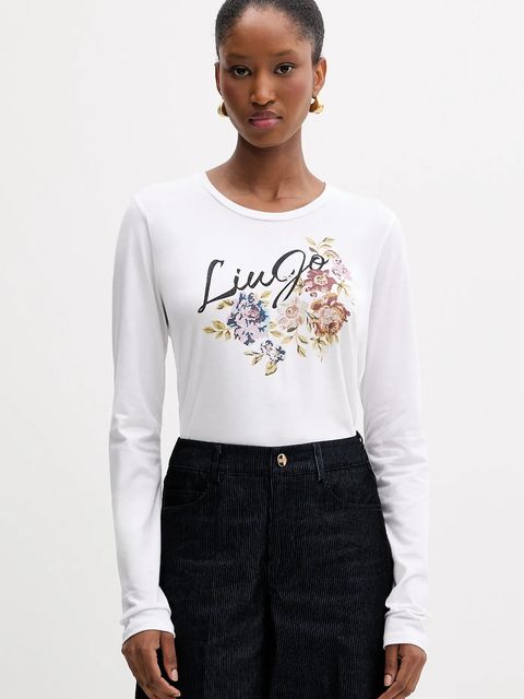 Liu Jo longsleeve bawełniany kolor biały MF5464 JS923 - zdjęcie produktu nr 1