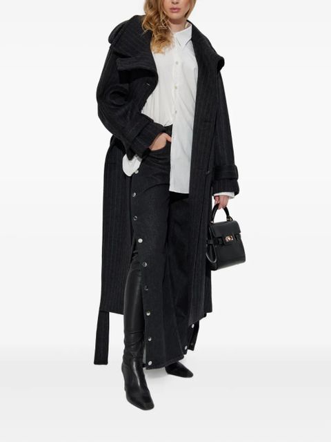 Sportmax pinstripe-pattern belted coat - Black