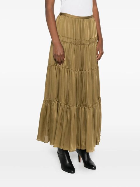 Ulla Johnson silk tiered A-line skirt - Green