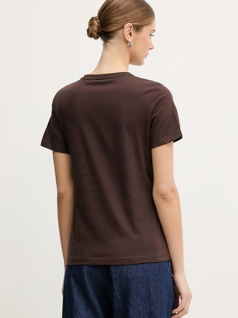 Joop! t-shirt bawełniany damski kolor brązowy 30048474