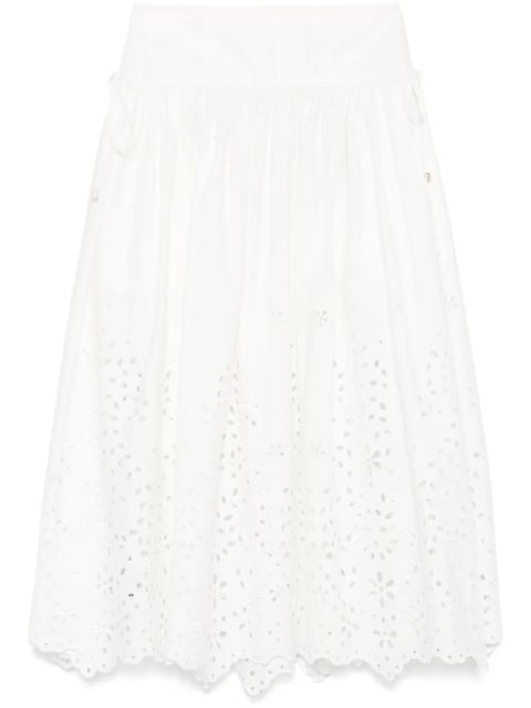 Self-Portrait cotton embroidered midi skirt - White - zdjęcie produktu nr 1