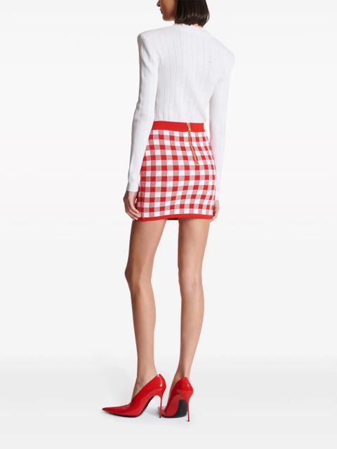 Balmain gingham fine-knit miniskirt - Red - zdjęcie produktu nr 2