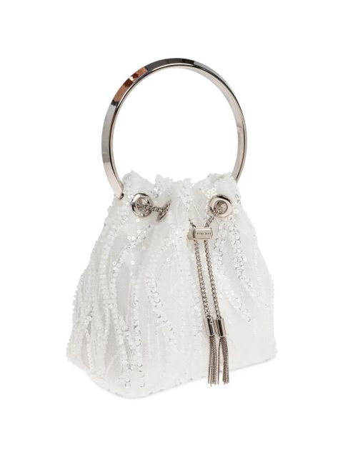 Jimmy Choo Bon Bon sequined tote bag - White
