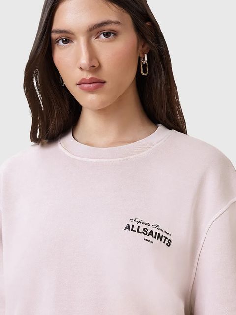 AllSaints bluza bawełniana SOLEIL damska kolor szary z nadrukiem W222JC