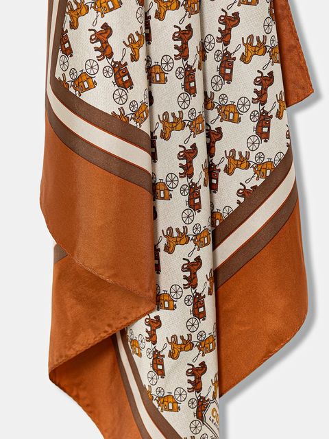 Coach chusta jedwabna kolor brązowy wzorzysta 29CH153 - zdjęcie produktu nr 2