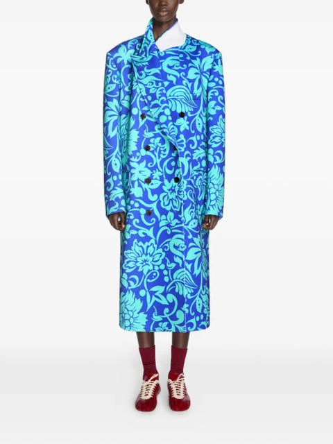DRIES VAN NOTEN floral-print double-breasted coat - Blue - zdjęcie produktu nr 2