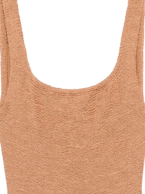 Hunza G square-neck crinkle swimsuit - Neutrals