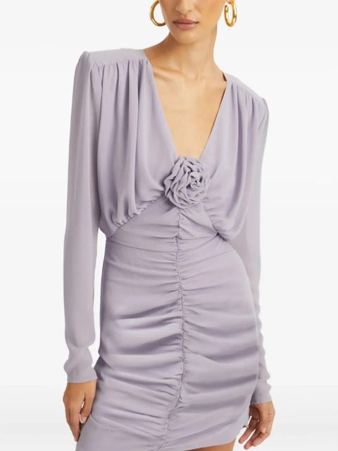 ROTATE BIRGER CHRISTENSEN gathered rose-embellished mini dress - Purple