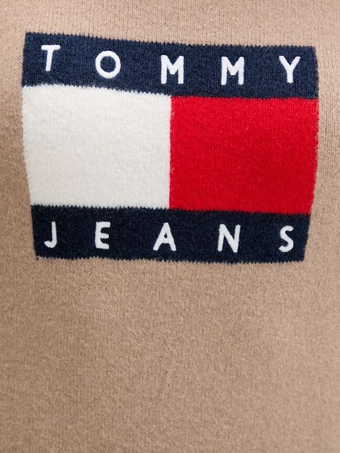 Tommy Jeans sukienka z domieszką wełny kolor beżowy mini oversize DW0DW21462 - zdjęcie produktu nr 2