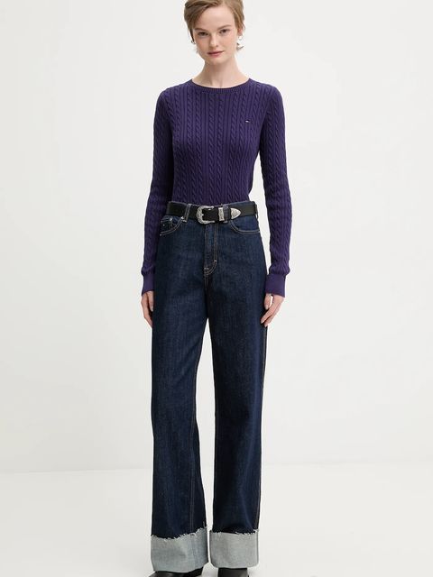 Tommy Jeans sweter bawełniany damski kolor fioletowy lekki DW0DW22165