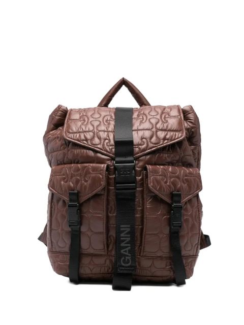 GANNI quilted-design backpack - Brown - zdjęcie produktu nr 1