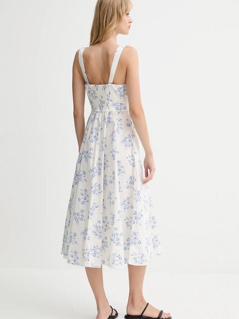 Levi's sukienka bawełniana kolor biały midi rozkloszowana 003PR