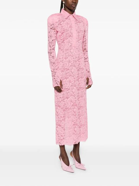 Rowen Rose floral-lace polo-collar dress - Pink