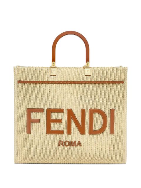 FENDI medium Sunshine raffia tote bag - Neutrals - zdjęcie produktu nr 1