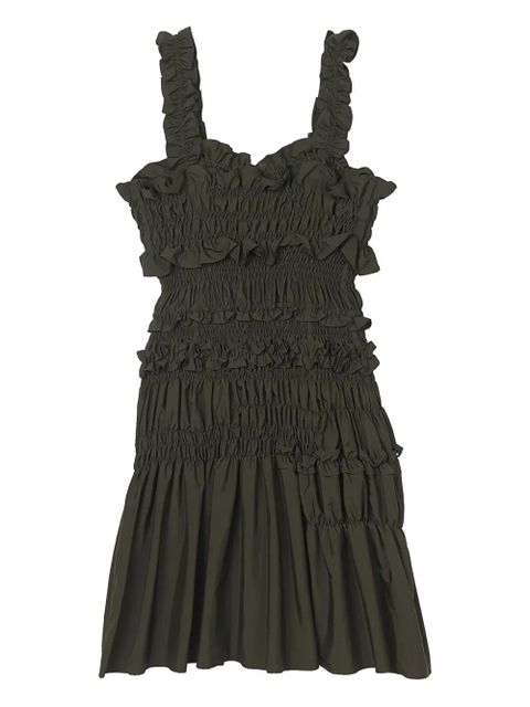 Cecilie Bahnsen smocked ruffled dress - Green