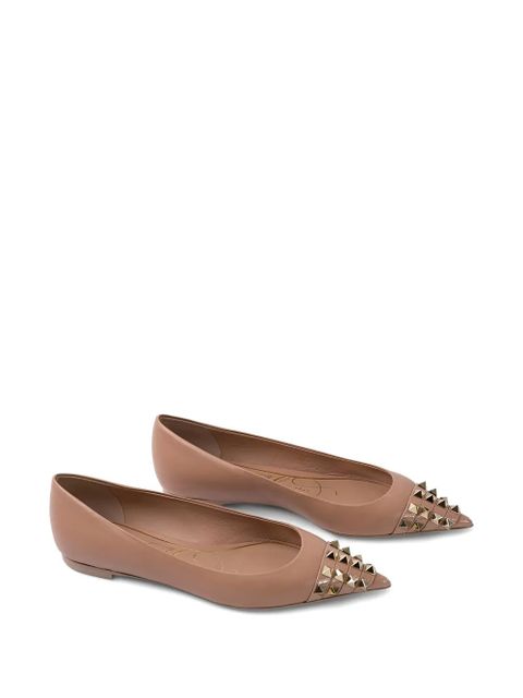 Valentino Garavani studded-embellishment ballet flats - Neutrals