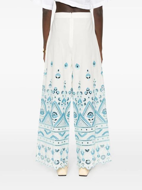 ETRO embroidered-detail cotton trousers - Neutrals