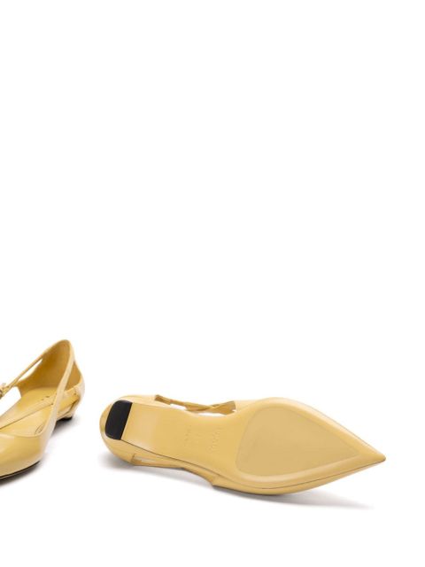 Prada brushed-leather cut-out ballerina shoes - Yellow