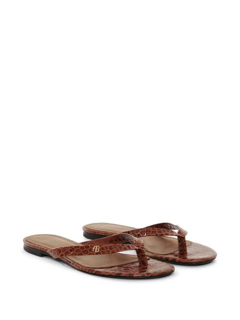 ANINE BING Noelle croc-embossed flat sandals - Brown - zdjęcie produktu nr 2