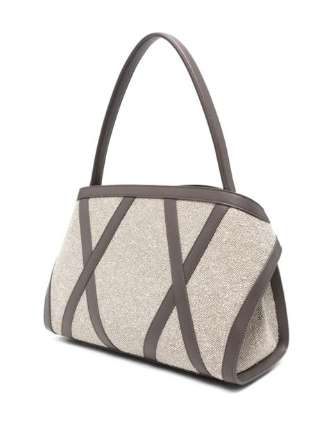 Ferragamo Hug leather-trimmed tote bag - Grey - zdjęcie produktu nr 2