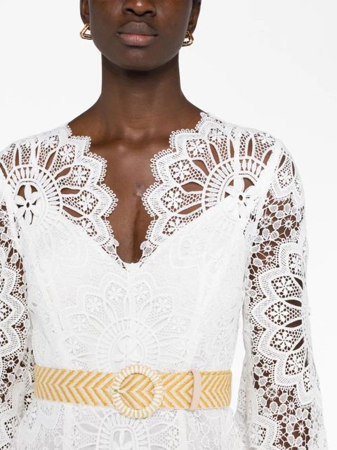 ZIMMERMANN Chintz doily-lace midi dress - White