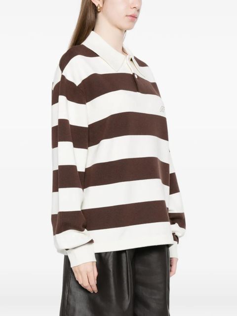 Axel Arigato Rey striped embroidered-logo polo shirt - Brown