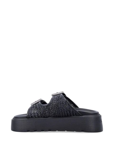 Casadei Birkly plaid-embellished platform sandals - Black