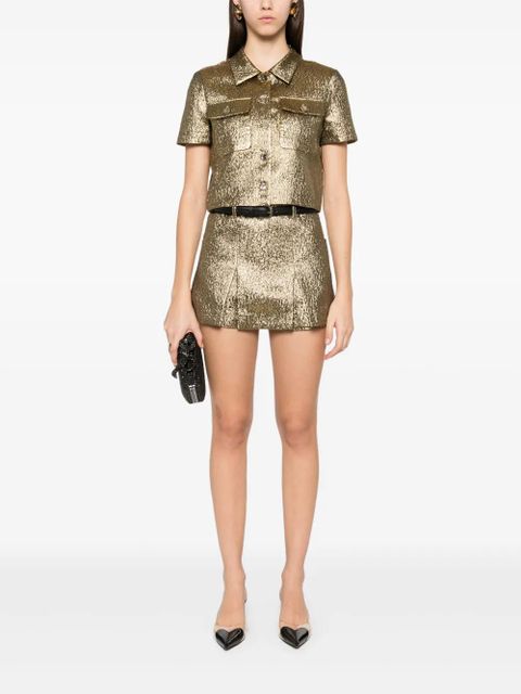 Self-Portrait metallic jacquard shirt - Gold