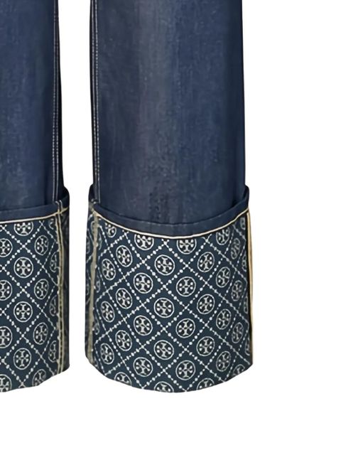 Tory Burch T monogram contrast-cuff jeans - Blue - zdjęcie produktu nr 2