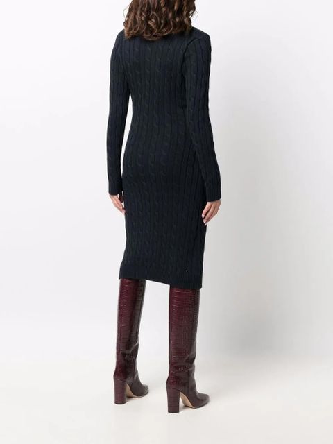 Lauren Ralph Lauren gassed cable-knit wrap dress - Blue