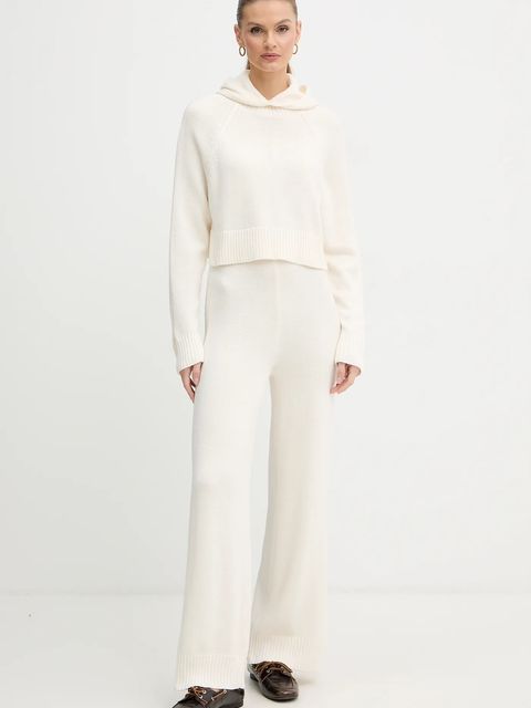 Armani Exchange sweter z dodatkiem wełny damski kolor beżowy lekki z półgolfem XW000767 AF13774