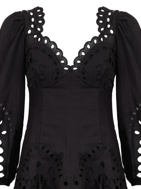 Charo Ruiz Ibiza Esmare scalloped embroidered mini dress - Black