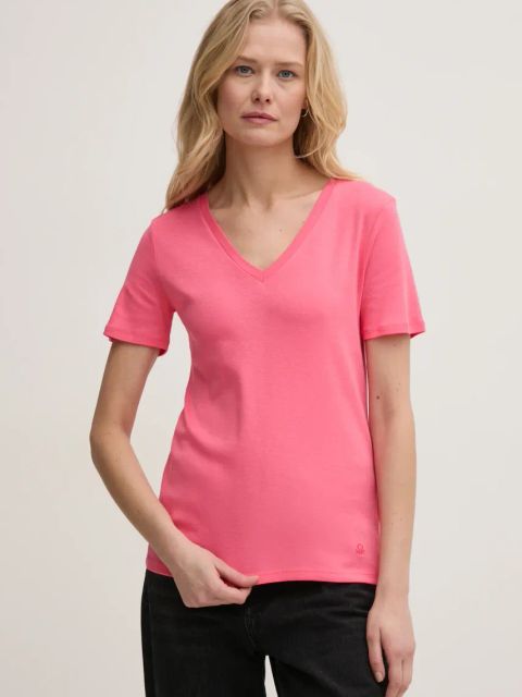 United Colors of Benetton t-shirt bawełniany damski kolor różowy 3GA2E4230