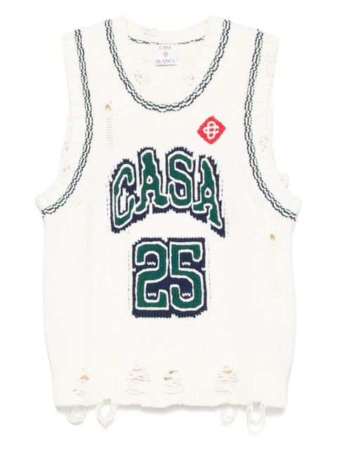 Casablanca intarsia baseball vest - White - zdjęcie produktu nr 1