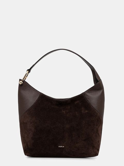 Furla torebka zamszowa Lara M Hobo kolor brązowy WB01900 BX1895 4286S - zdjęcie produktu nr 1