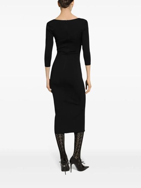 Dolce & Gabbana logo-plaque midi dress - Black