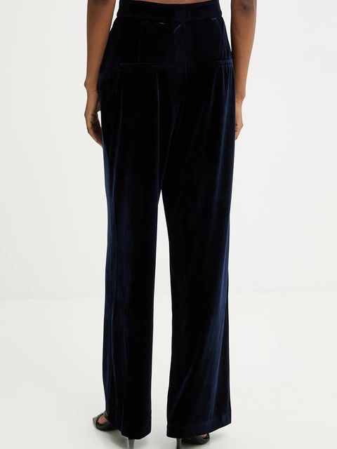 Answear.LAB spodnie welurowe damskie kolor granatowy szerokie high waist