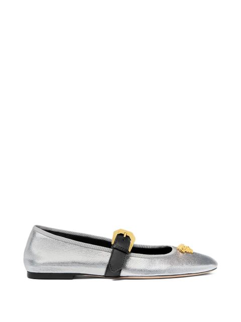 Versace buckle-medallion ballet flats - Silver - zdjęcie produktu nr 1
