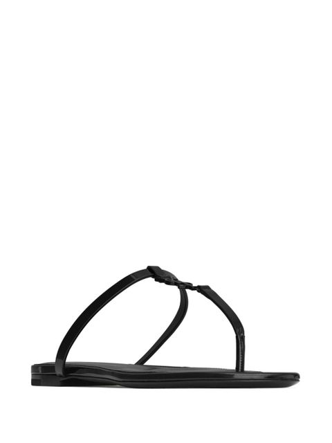 Saint Laurent Cassandra leather slides - Black