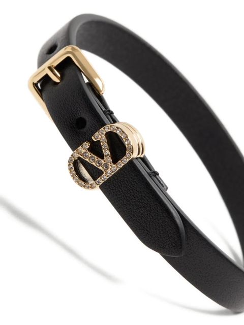 Valentino Garavani buckle-embellished leather bracelet - Black