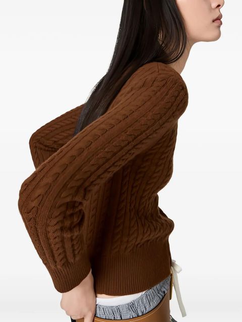 Miu Miu cable-knit cashmere cardigan - Brown