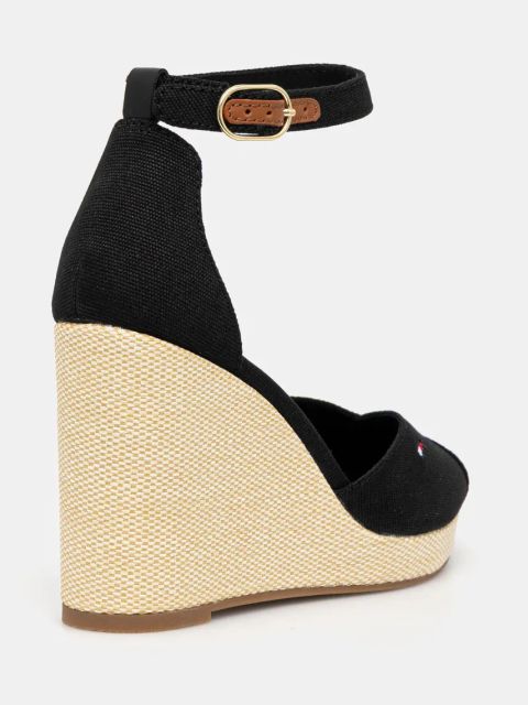 Tommy Hilfiger espadryle FLAG HIGH WEDGE ESPAD CLOSED TOE kolor czarny na koturnie FW0FW08494