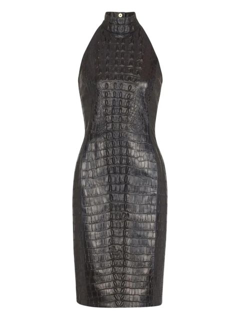 Balmain crocodile-embossed halterneck mini dress - Black - zdjęcie produktu nr 1