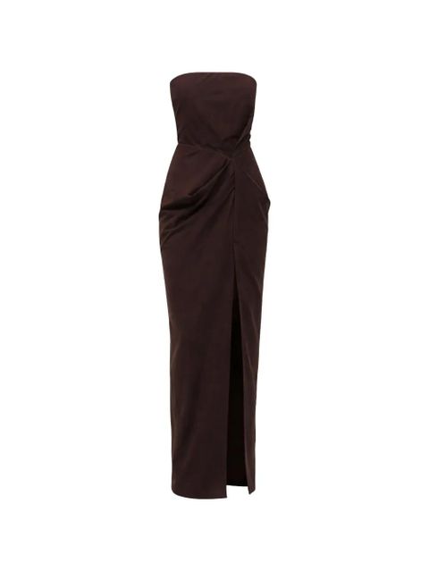 STAUD Kara strapless front-slit maxi dress - Brown - zdjęcie produktu nr 1