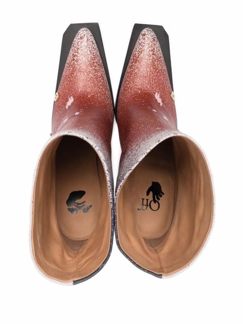 Off-White paint splatter stiletto boots - Orange