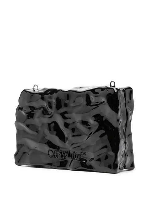 Off-White Quote textured clutch bag - Black